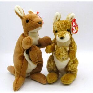 Lot Of 2 Ty Beanie Babies Kangaroos  Willoughby & Pouch New With Tags